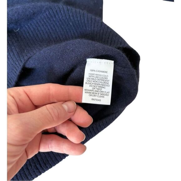 Daniel Bishop CASHMERE Sweater large Navy Blue Mock Neck 1/4 Zip - Picture 7 of 7